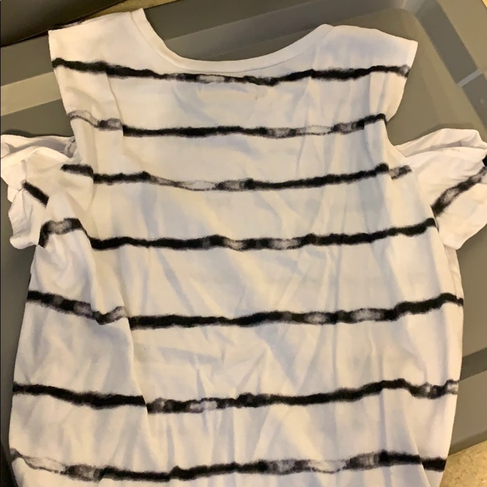 Holister Black and white striped cold shoulder top